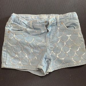 Mermaid sequins Jean shorts